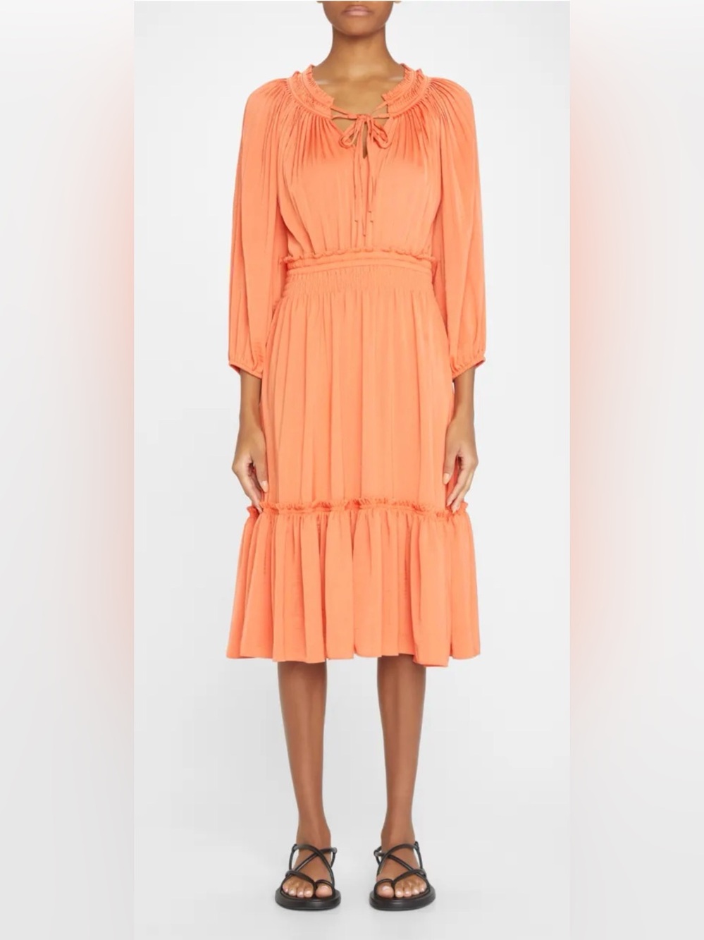 Kobi Halperin Vibrant Orange Midi Dress, size XS